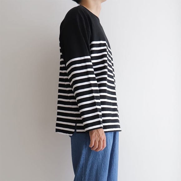 100% Cotton Knitted Sailor Breton Stripe Shirt Muji Unisex Boatneck Longsleeve - Picture 2 of 10
